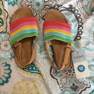 NWT Cat & Jack Rainbow Striped Kids Sandals size 12